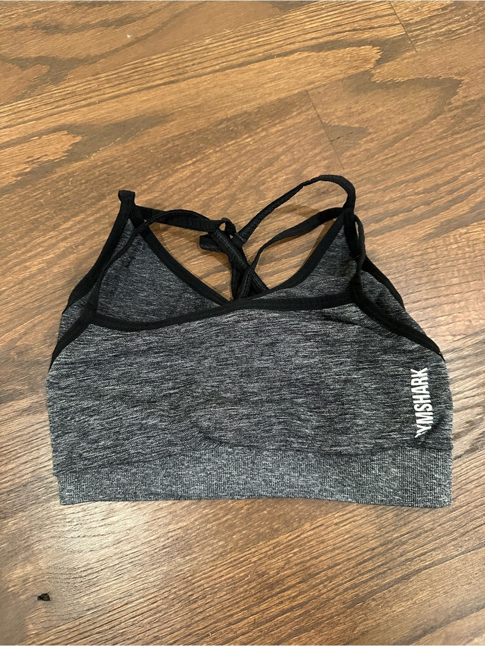 Gymshark Charcoal & Black Seamless Strappy Sports Bra